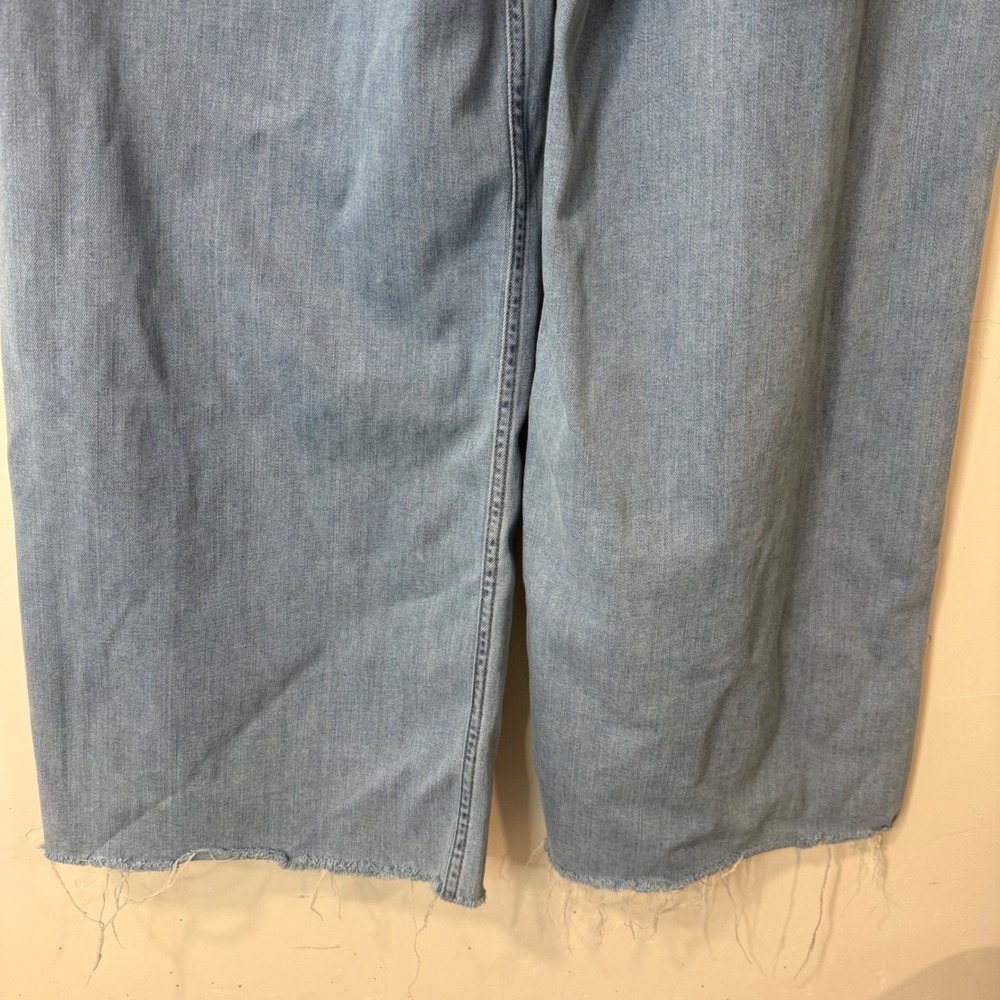 Rag & Bone Womens Serena High-Rise Wide-Leg Jeans 31 Light Blue Raw Hem Stretch - Picture 4 of 7
